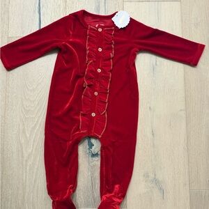 NWT Mud Pie velour footie